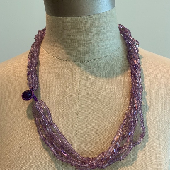 Gorgeous 6 Strand Amethyst Bead Necklace - Picture 3 of 4